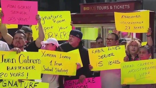 Former Signature Room employees protest after sudden closure: 'follow the law and pay us'