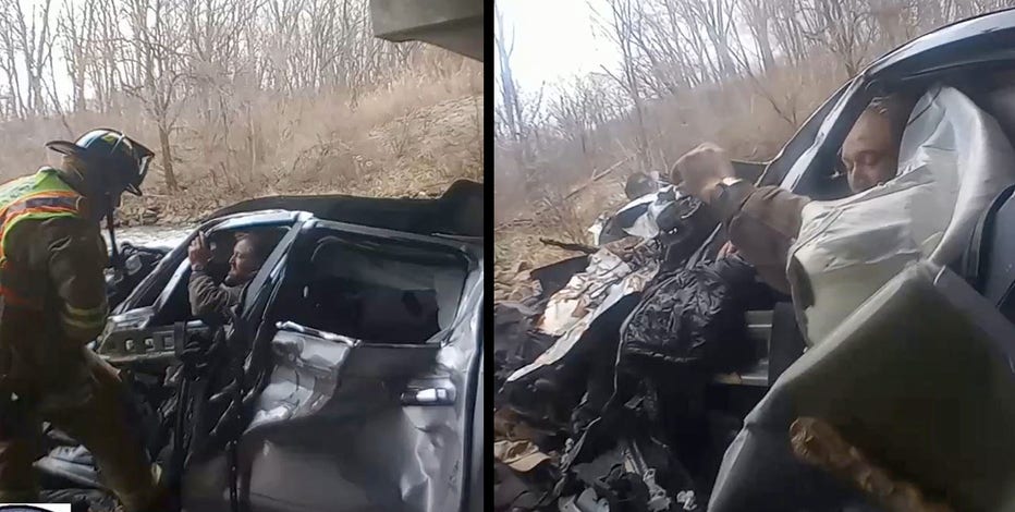 Bodycam videos show miraculous rescue of Indiana man trapped in crashed truck