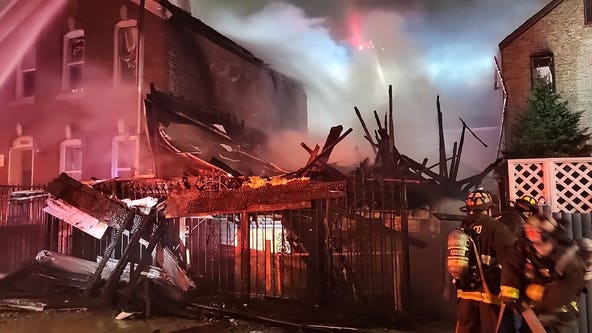 Two-alarm fire leads to building collapse on West Side
