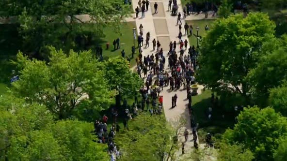 Tensions rise as counter-protesters clash with pro-Palestinian encampment at University of Chicago