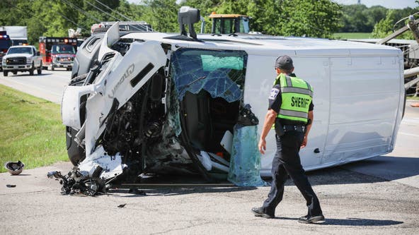 Serious crash in Chicago suburb: Box truck driver airlifted after collision with cargo van, utility pole