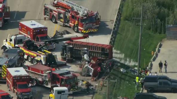 WATCH LIVE: Major rollover crash leads to temporary road closure in Addison