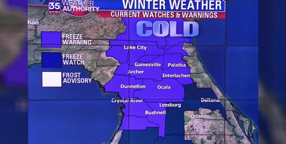 Freeze watches, warnings in effect as arctic air enters Central Florida