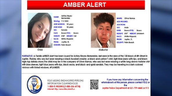 Florida AMBER Alert issued for 15-year-old Palm Beach County girl