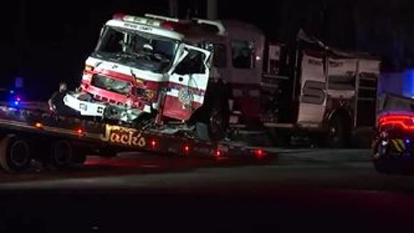3 Brevard County firefighters hurt, 1 critically, after fire truck, pickup truck crash Sunday night