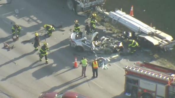 Wreck between vehicle, tractor-trailer shuts down EB I-4 Tuesday in Osceola County