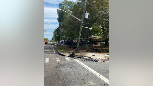 Firefighters: High-speed crash levels power pole in Alachua County