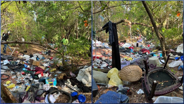 Homeowners concerned after massive sea of trash left on private Titusville property
