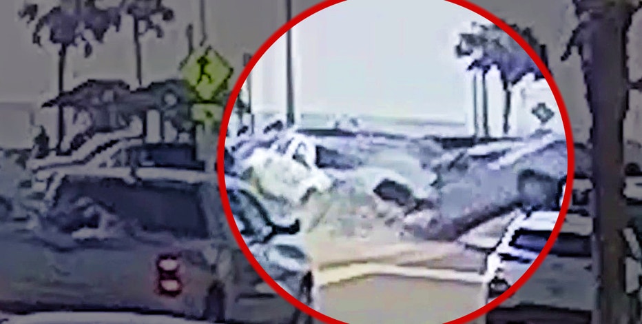 VIDEO: Florida mayor narrowly escapes injury as cars collide near crosswalk