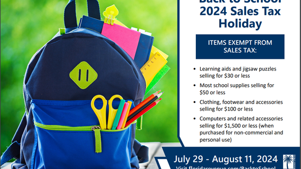 Florida's Back to School Sales Tax Holiday: These items will be tax-free starting July 29