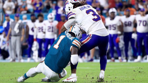 Miami Dolphins' Tua Tagovailoa suffers concussion after big collision with Bills' Damar Hamlin