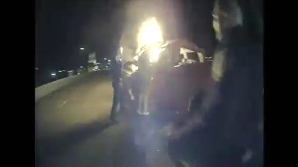 VIDEO: McKinney Police pull unconscious man from burning car