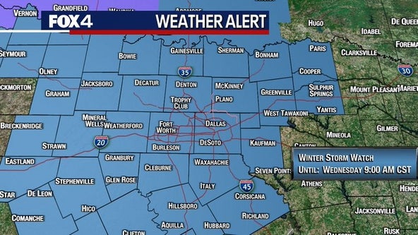 Winter Storm Watch issued for much of North Texas for Monday through Wednesday morning