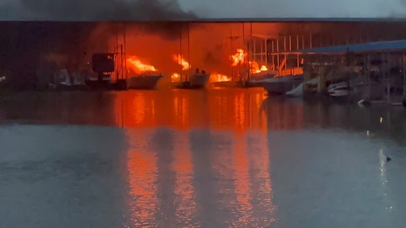 Fire destroys boats, dock at Chandler's Landing Marina in Rockwall
