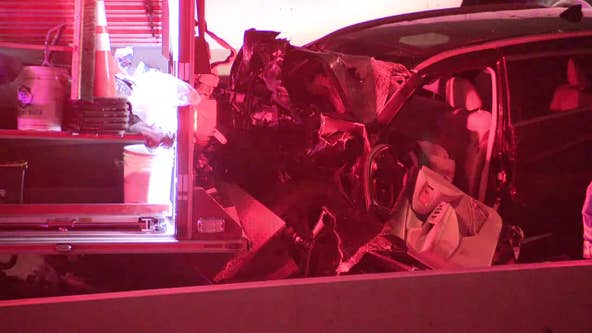 SUV crashes into Dallas fire engine protecting emergency vehicles on I-30