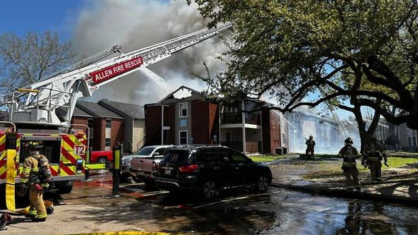 Crews working to put out fire at Allen apartments