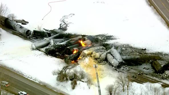 Train derails, starts on fire in western Minnesota; area evacuated