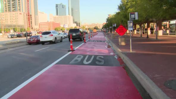 Fort Worth adds red bus lanes in downtown