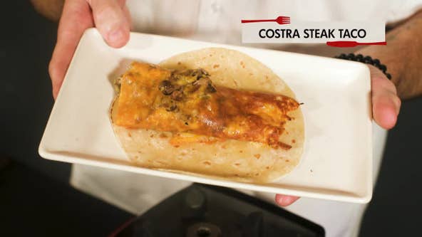 Cheesy steak taco recipe for National Taco Day