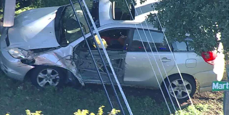 Police chase ends in crash; suspect taken into custody