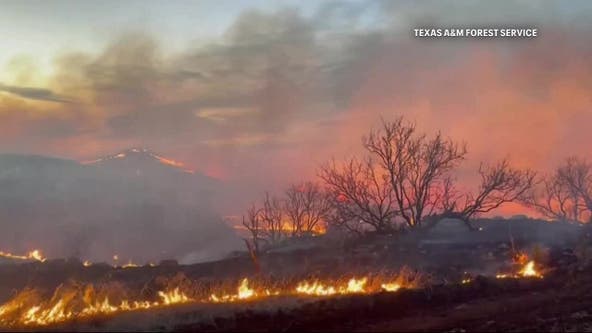 Firefighters face difficult weather conditions as they battle largest wildfire in Texas history