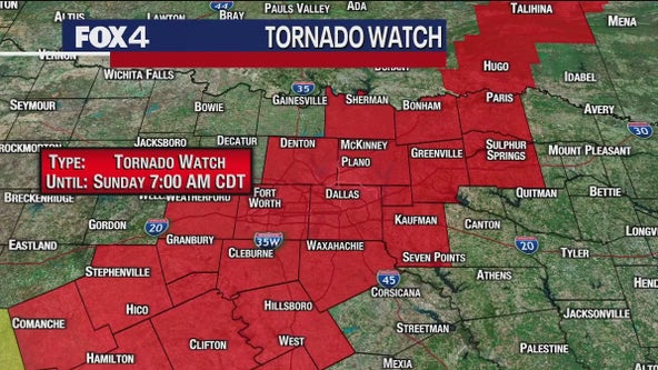 Dallas weather: Tornado Watch issued for North Texas through Sunday morning