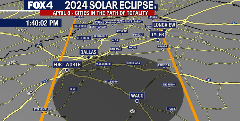 2024 solar eclipse map: Path through Texas, peak times on April 8