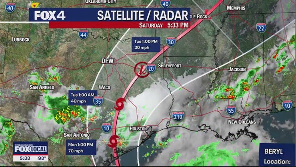 Beryl: Projected path, live tracking and impact to North Texas