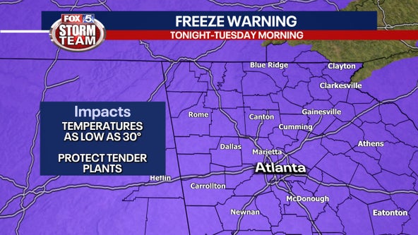 Freeze Warning issued for first night of spring