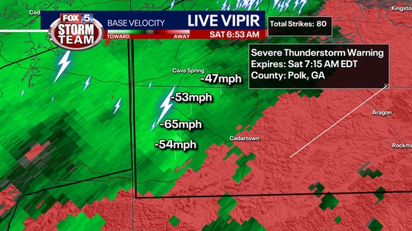 Damaging winds, frequent lightning and torrential rain in North Georgia
