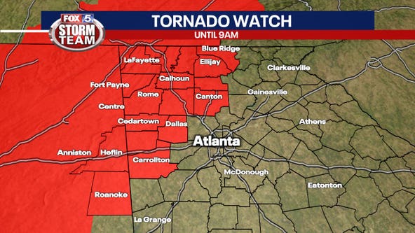 Tornado Watch for several counties in North Georgia