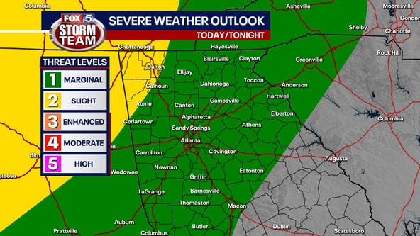 Risk of severe storms overnight for metro Atlanta, North Georgia