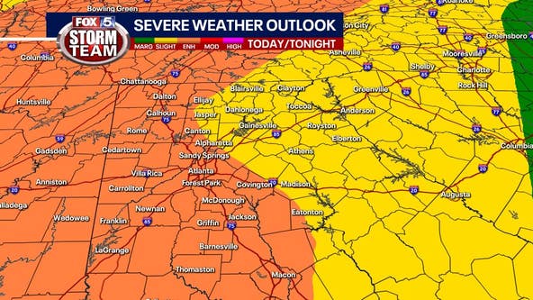Atlanta weather: Chances of severe weather in metro Atlanta Tuesday night increasing