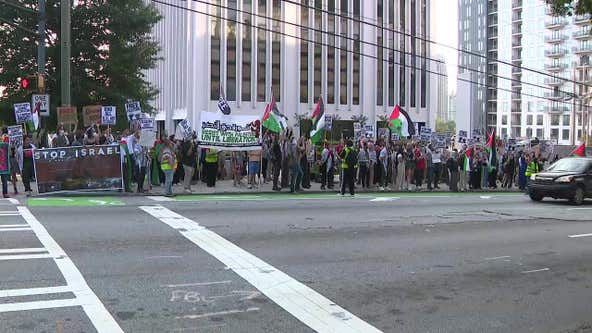 Pro-Palestine protest outside Israeli Consulate in Midtown Atlanta
