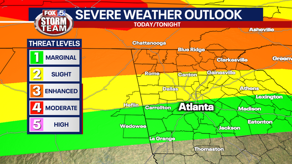 Severe weather threat increases for Atlanta, north Georgia Wednesday night through Thursday