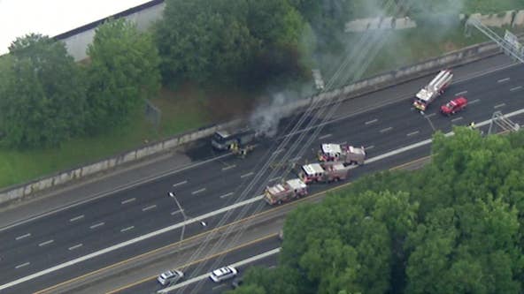 Bus fire shuts down lanes on I-75 near Howell Mill Road