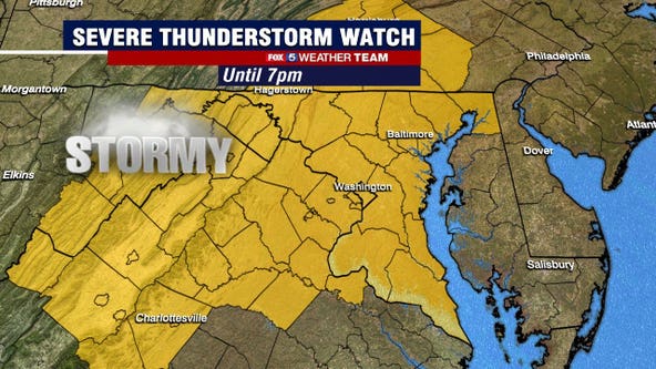Severe thunderstorm watch in effect for DC region until Sunday evening