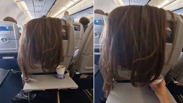 Just 'plane' bad etiquette: Airline passenger drapes her long, thick hair over the back of her seat