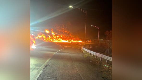 Smoke seen in Baltimore County after tanker truck fire on I-795; all lanes closed