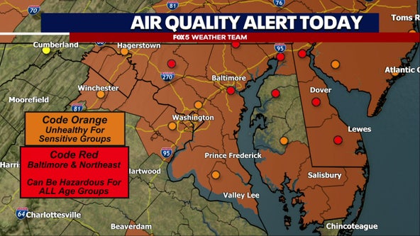 Canadian wildfire smoke, haze blankets DC region Wednesday; Red, Orange Air Quality Alerts in effect