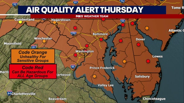 Smoky haze from Canadian wildfires blankets DC region Thursday; Code Red Air Quality Alert in effect