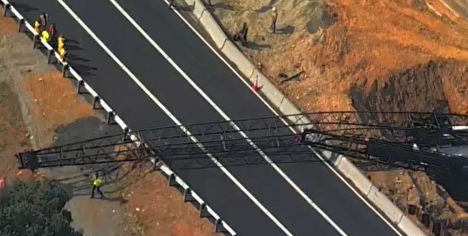 I-70 eastbound closed after crane falls on highway