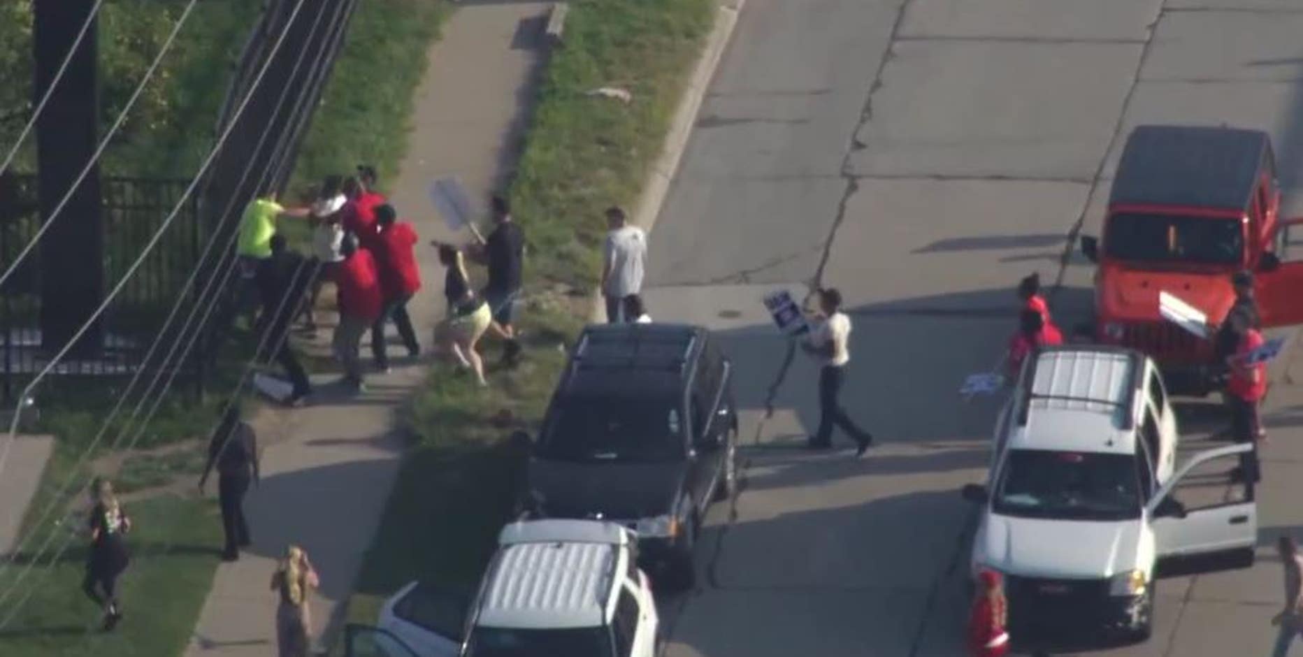 Striking UAW members fight man outside Stellantis plant claiming he yelled racial slurs