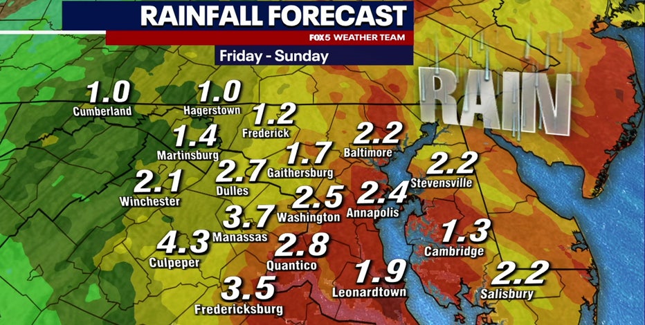 Waves of heavy rain, gusty winds, flooding possible as Tropical Storm Ophelia moves toward DC region