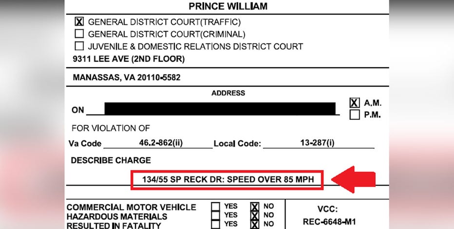 Driver going 134 mph stopped, cited in Manassas: police