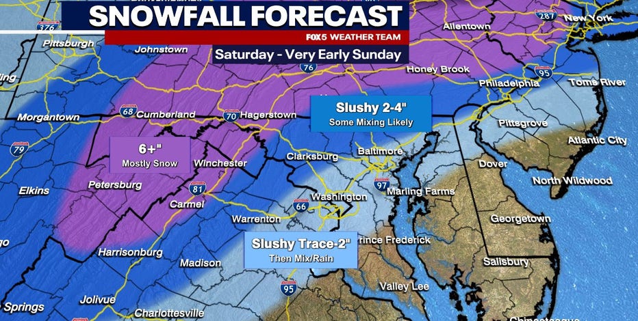 DC snow forecast: Most significant snowfall in 2 years possible Saturday for parts of DC metro area