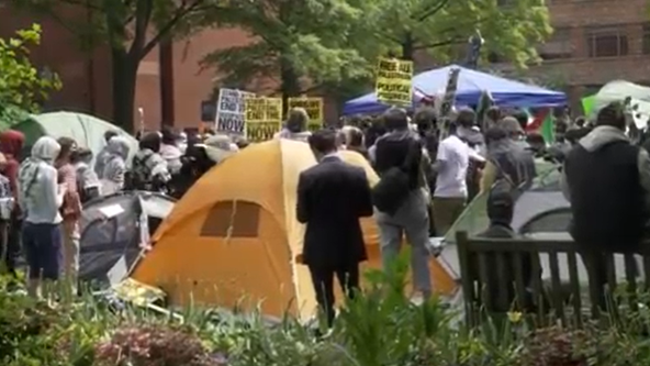 Pro-Palestine protesters at George Washington University set up encampment