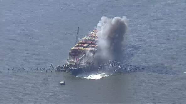WATCH: Baltimore Key Bridge explodes in controlled demolition