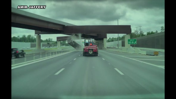 Dump truck hits overpass beam along I-66 in Virginia