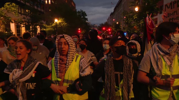 DC police clear pro-Palestinian demonstration on George Washington University campus; 1 arrest made
